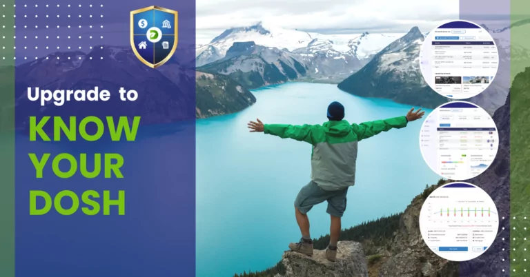 man looking out over lake with arms spread wide