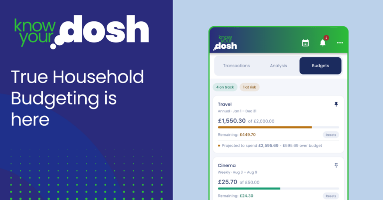 household budgeting screenshot for know your dosh