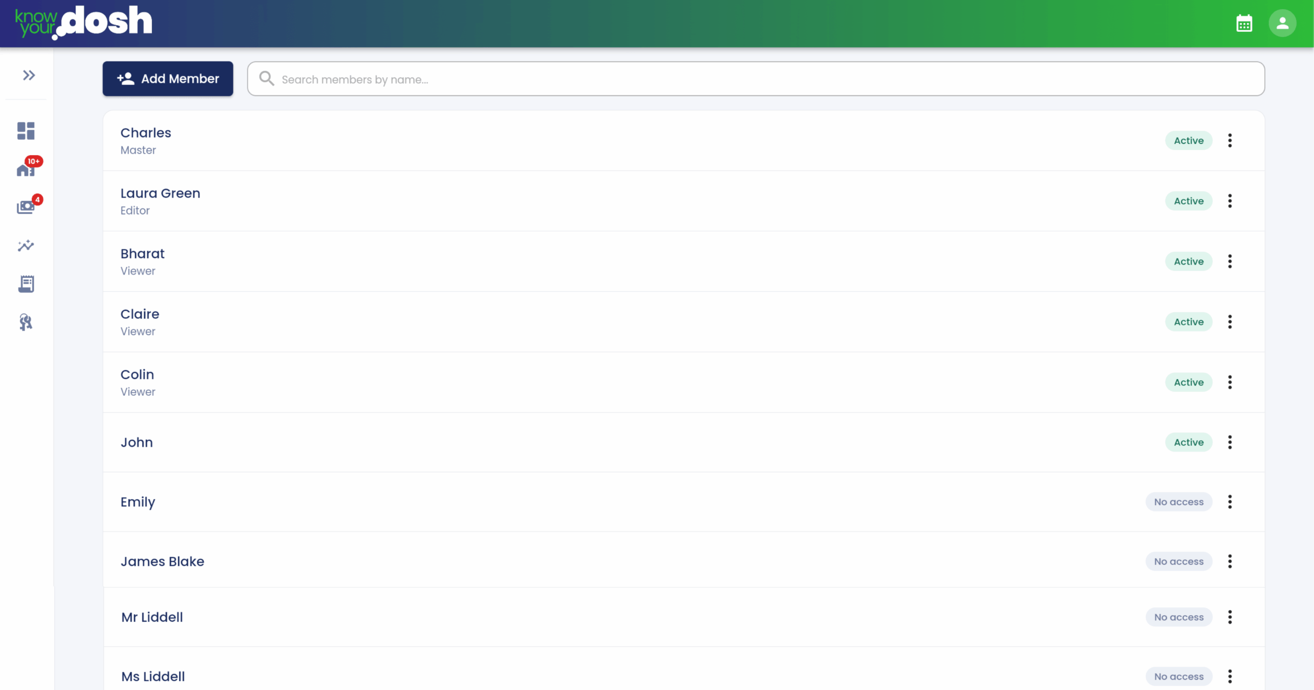 members screenshot of know your dosh
